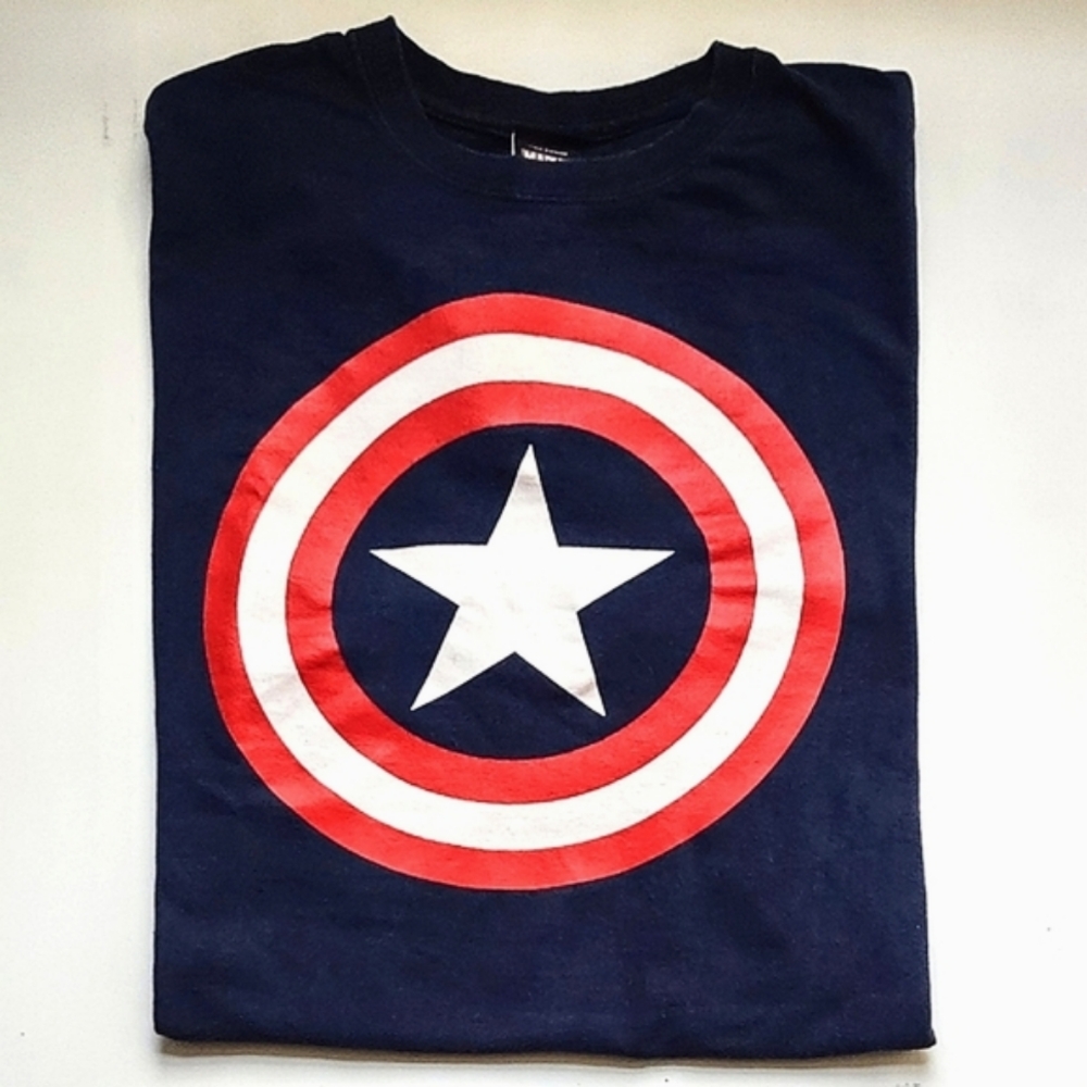 Vintage Mad Engine Marvel Captain America Navy T-shirt Unisex/Men's Large